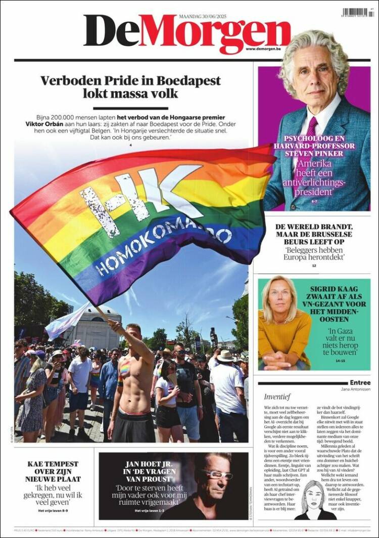 Portada de De Morgen (Belgium)