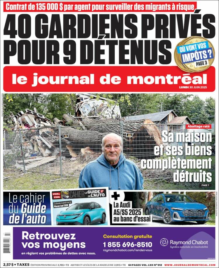 Portada de Le Journal de Montréal (Canada)