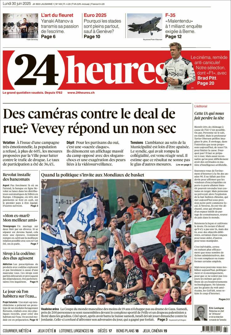 Portada de 24 Heures (Switzerland)