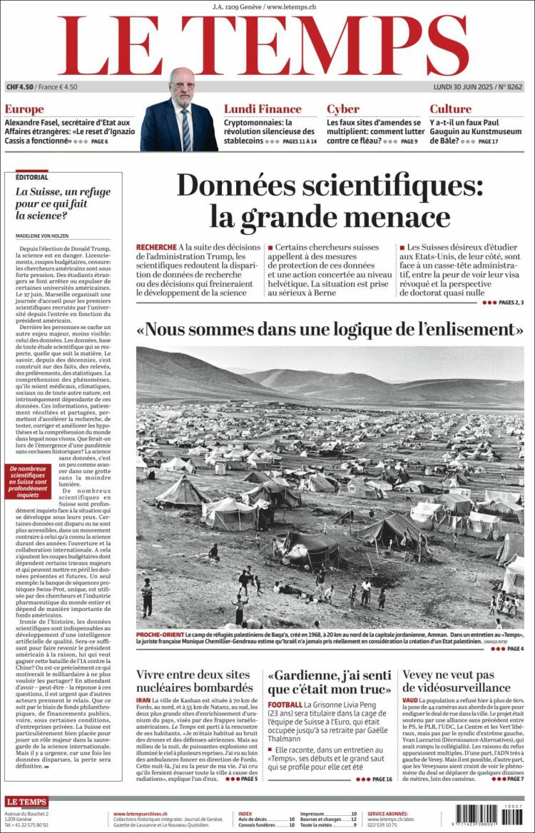 Portada de Le Matin (Suiza)