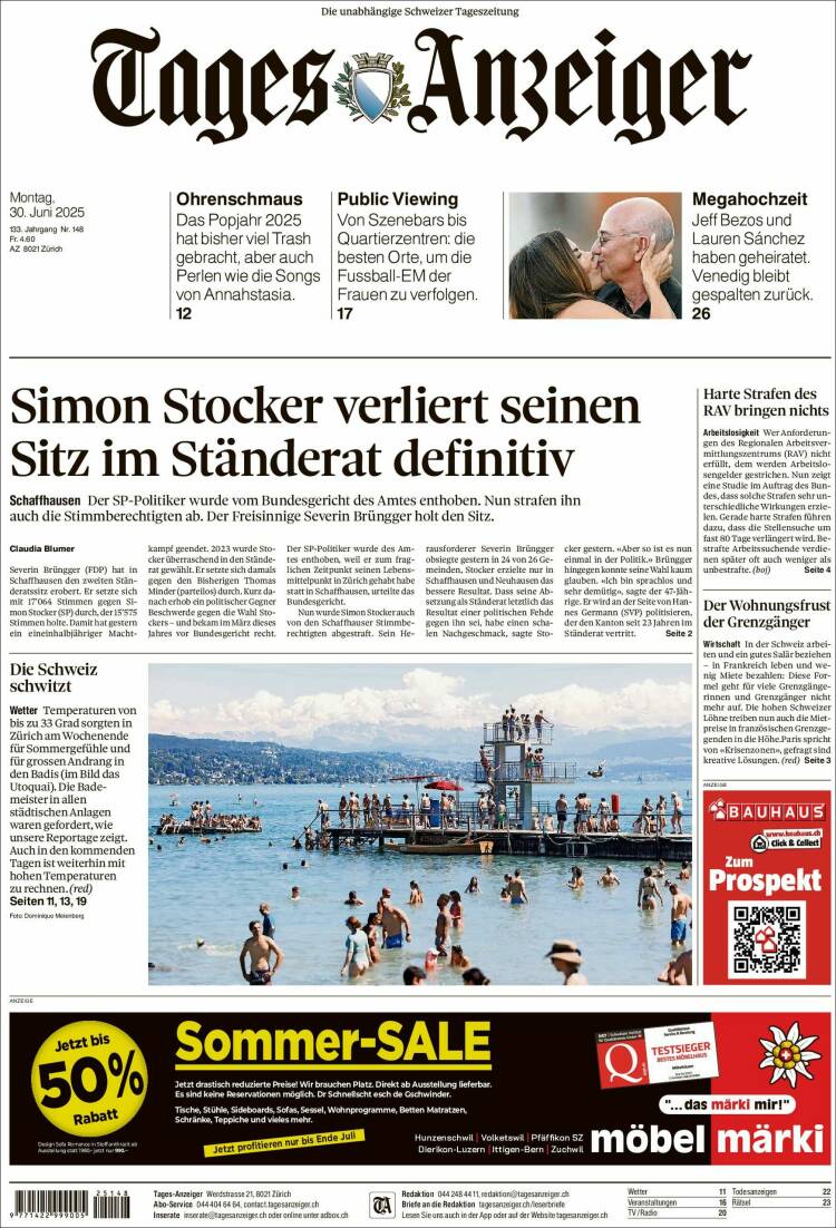 Portada de Tages-Anzeiger (Switzerland)