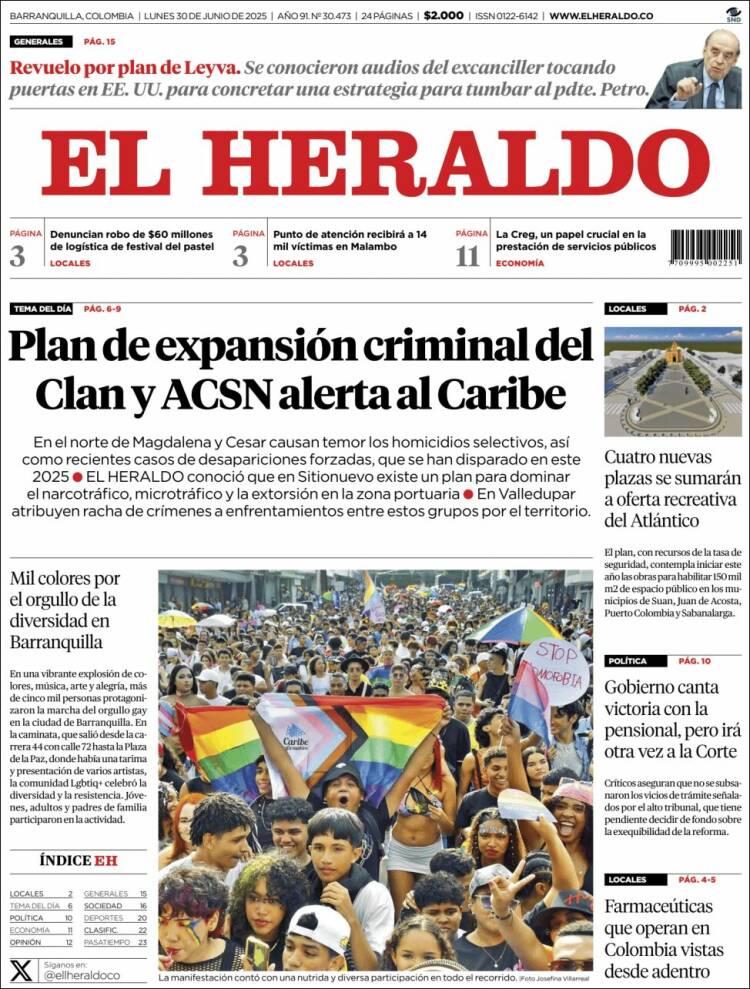 Portada de El Heraldo (Colombia)