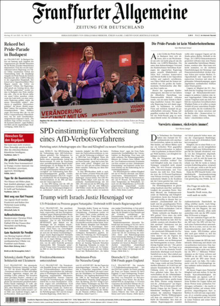 Portada de Frankfurter Allgemeine (Alemania)