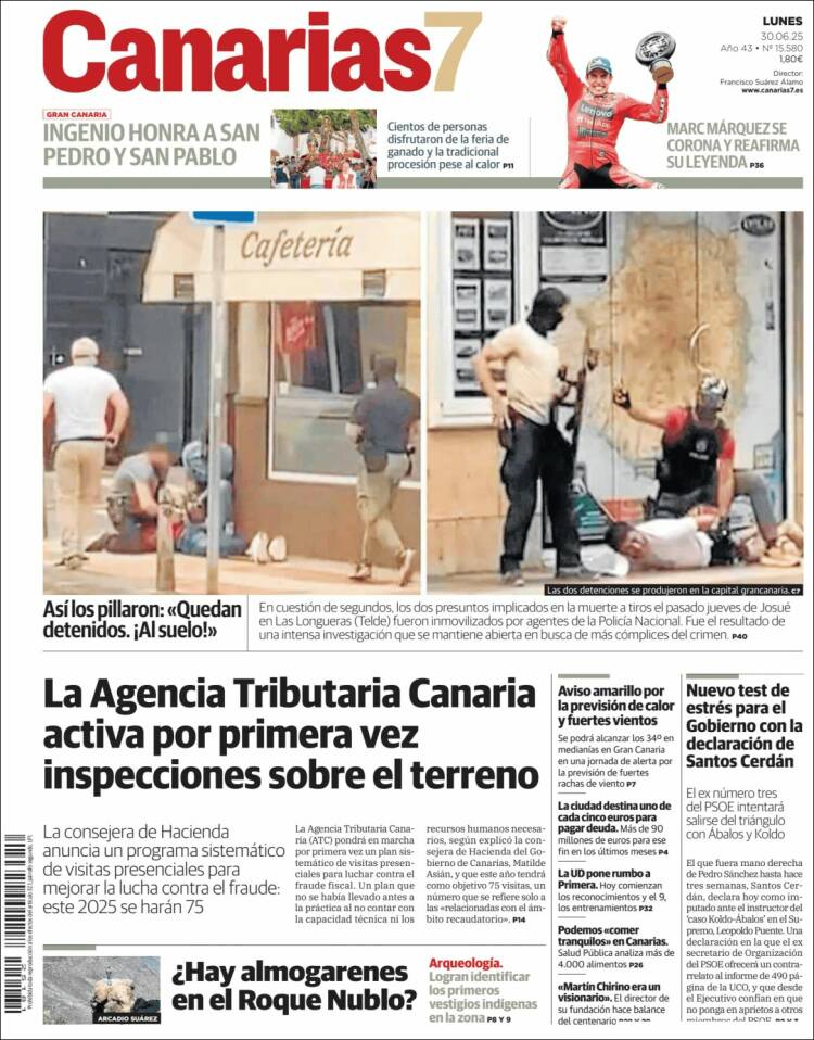 Portada de Canarias 7 (España)