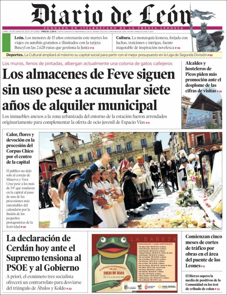 Portada de Diario de León (España)