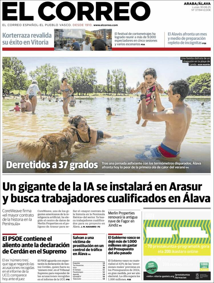 Portada de El Correo - Álava (España)