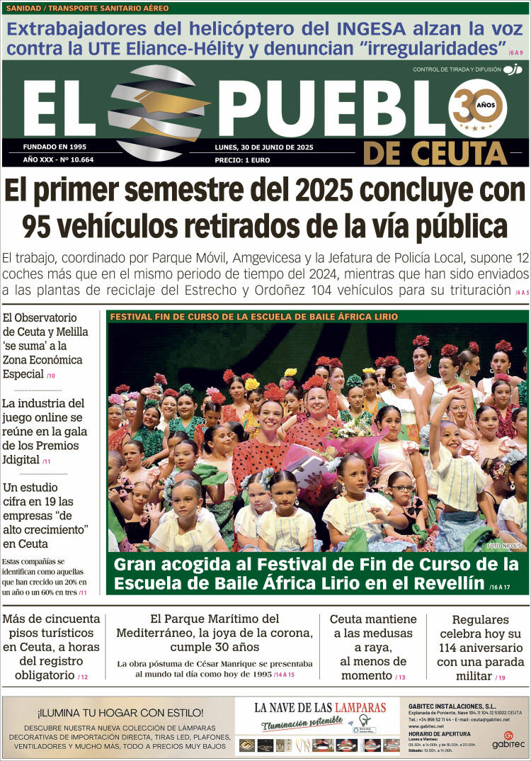 Portada de El Pueblo de Ceuta (España)
