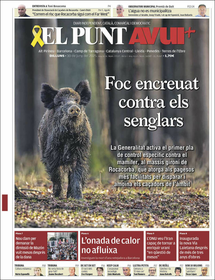 Portada de El Punt Avui (España)
