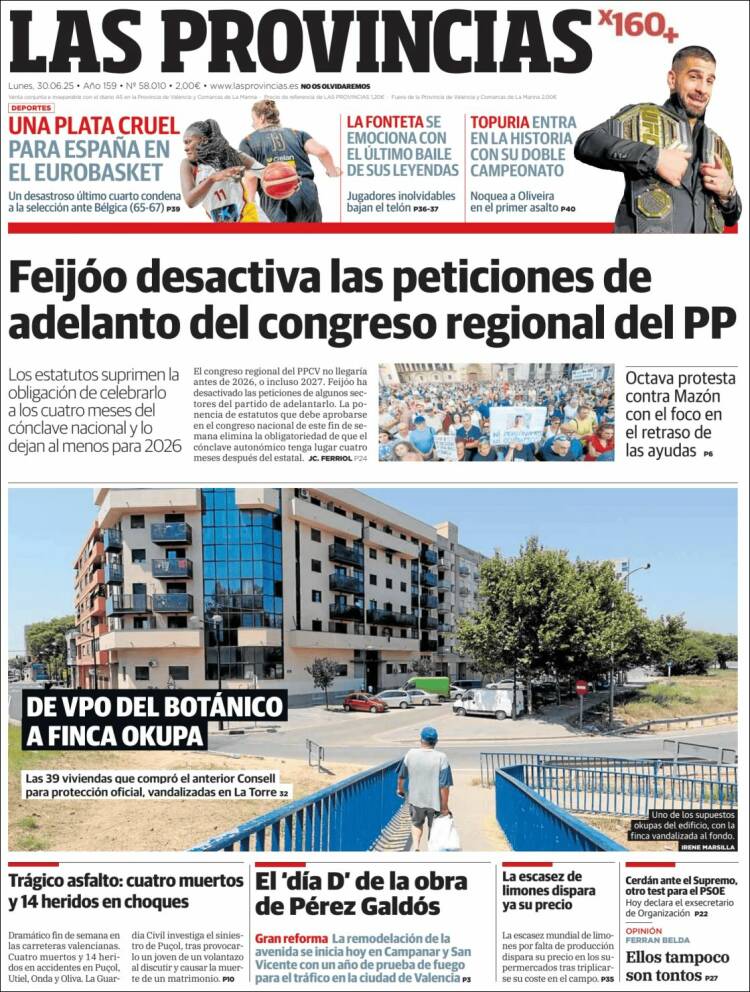 Portada de Las Provincias (España)