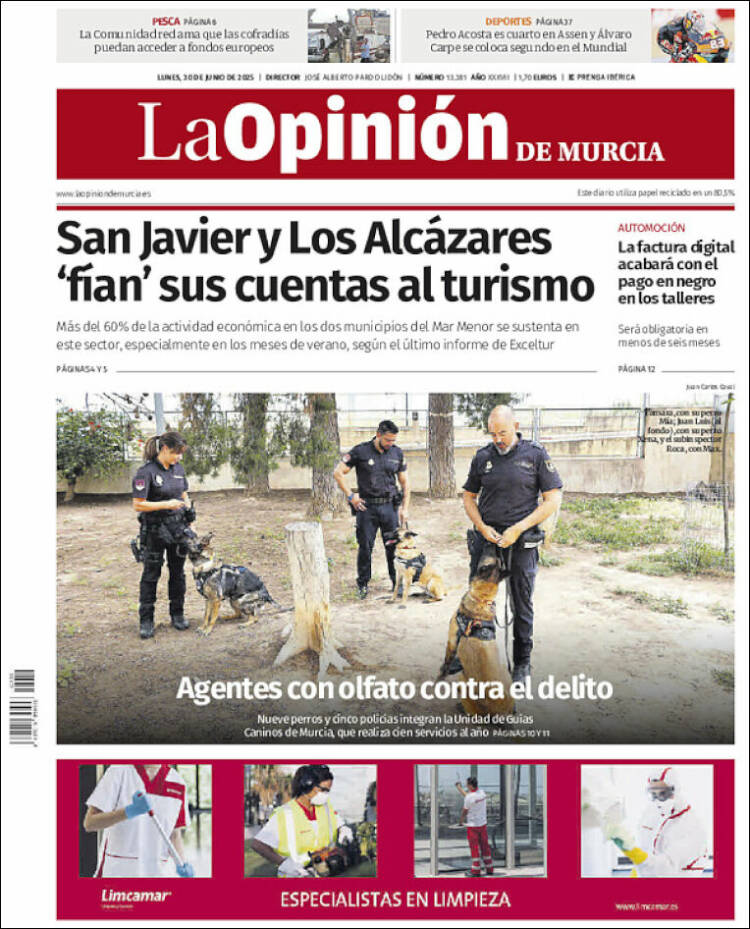 Portada de La Opinión de Murcia (España)