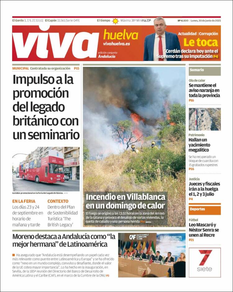Portada de Viva Huelva (España)