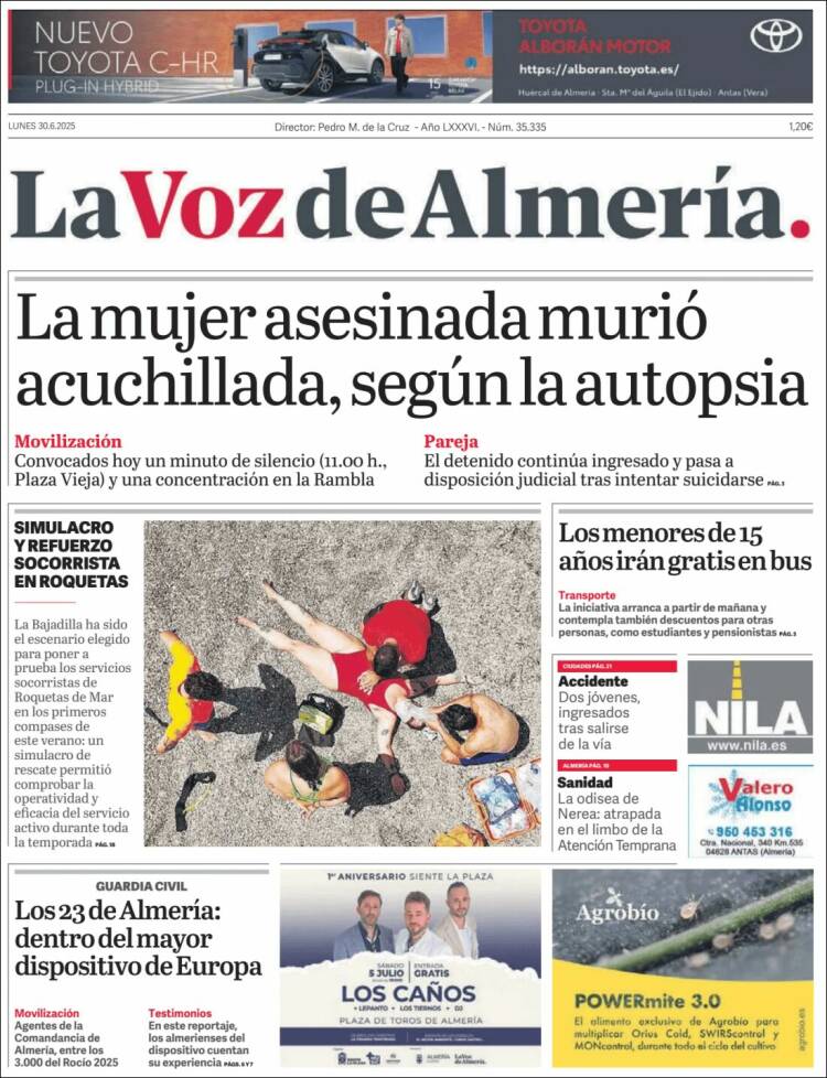 Portada de La Voz de Almería (España)