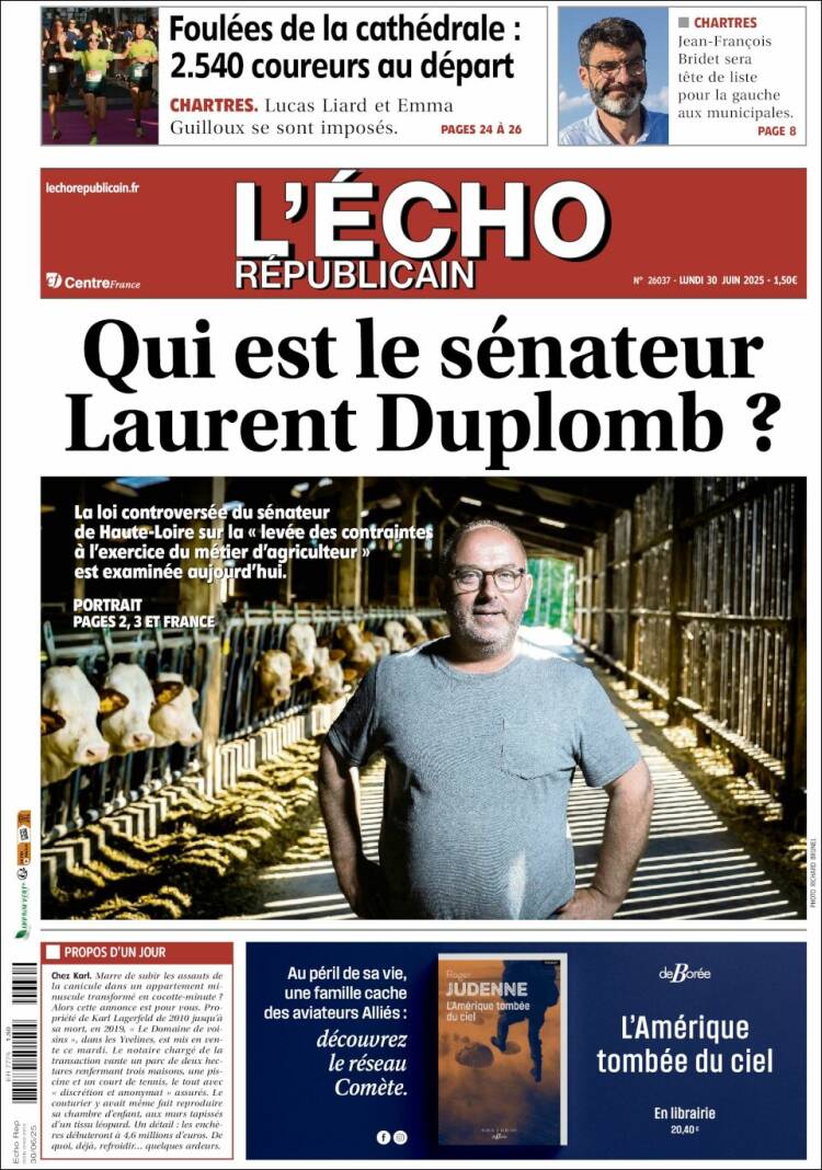 Portada de L'Echo Républicain (Francia)