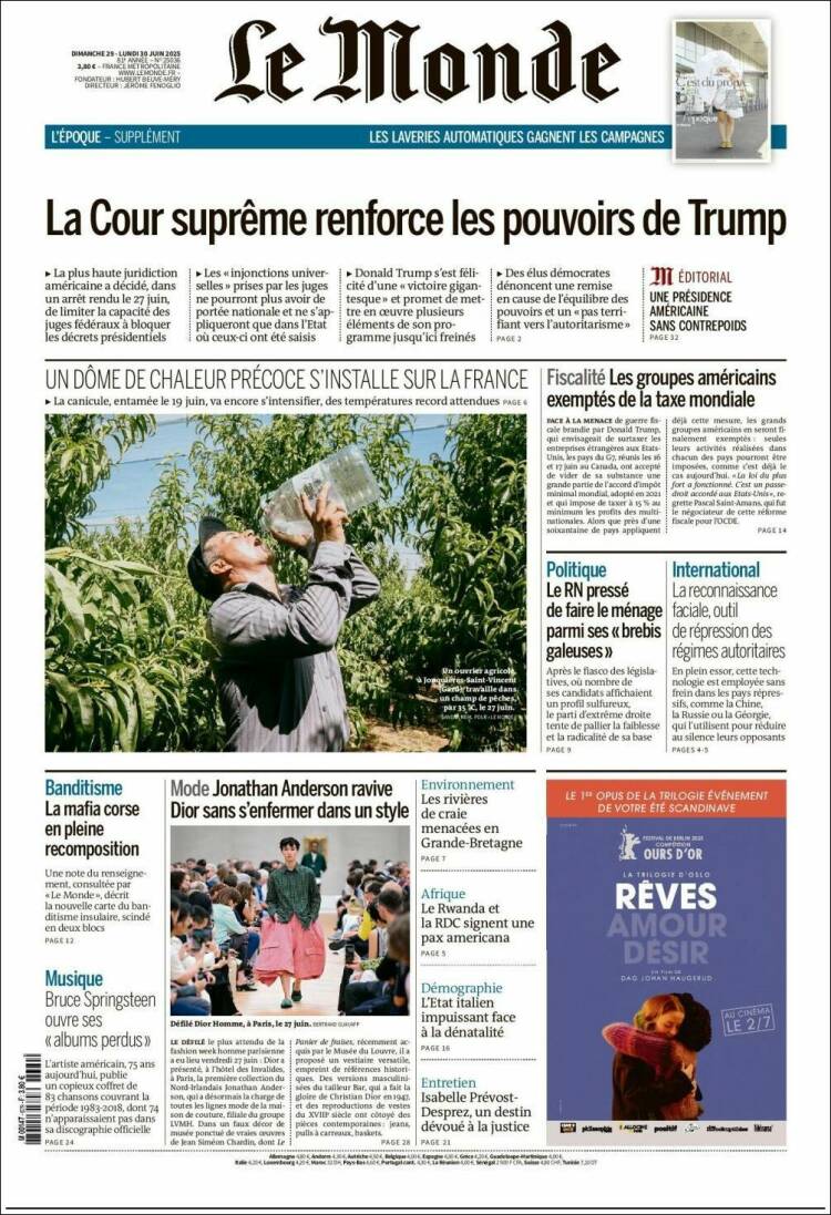 Portada de Le Monde (France)