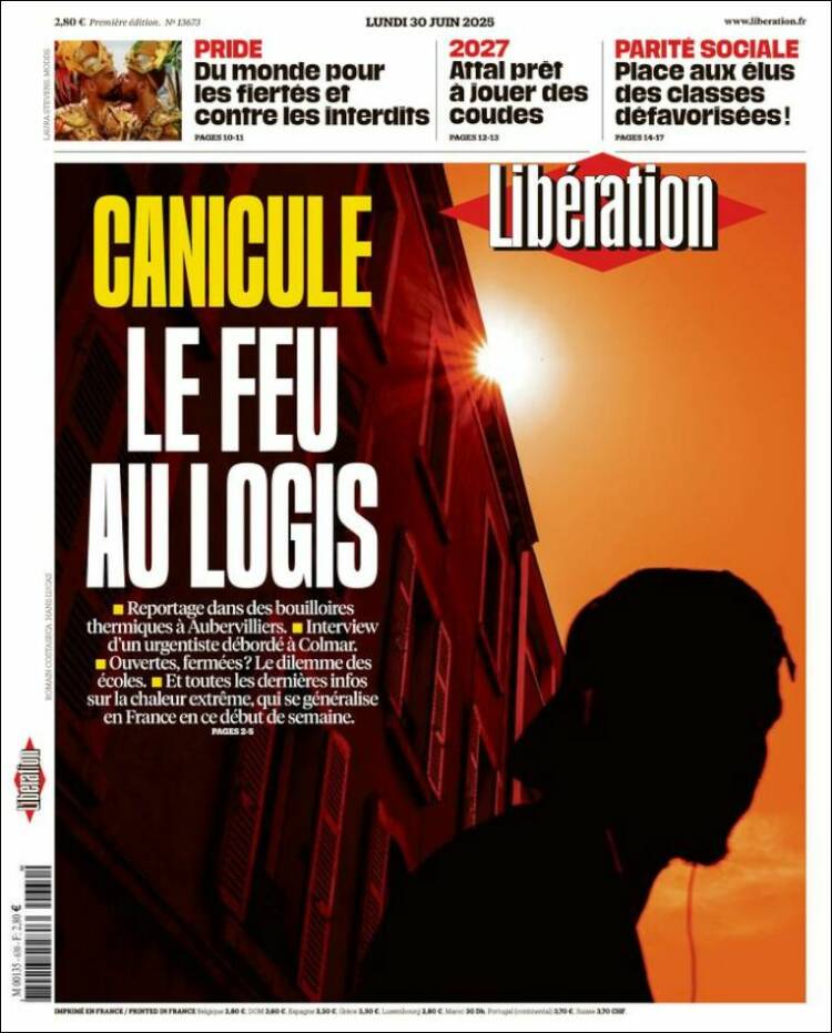 Portada de Libération (Francia)