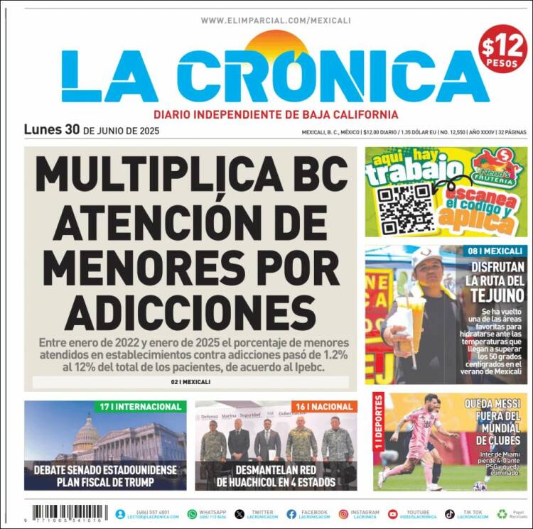 Portada de La Crónica de Baja California (Mexique)