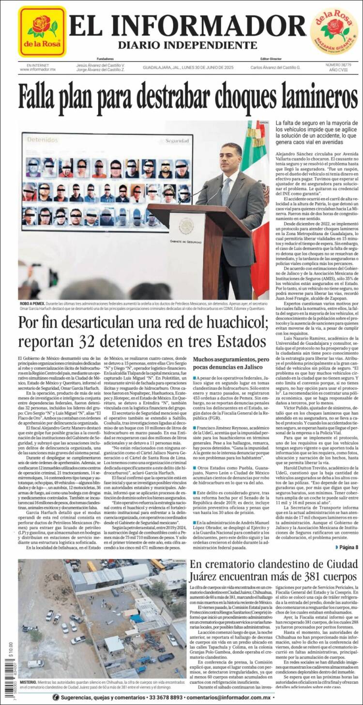 Portada de El Informador (México)