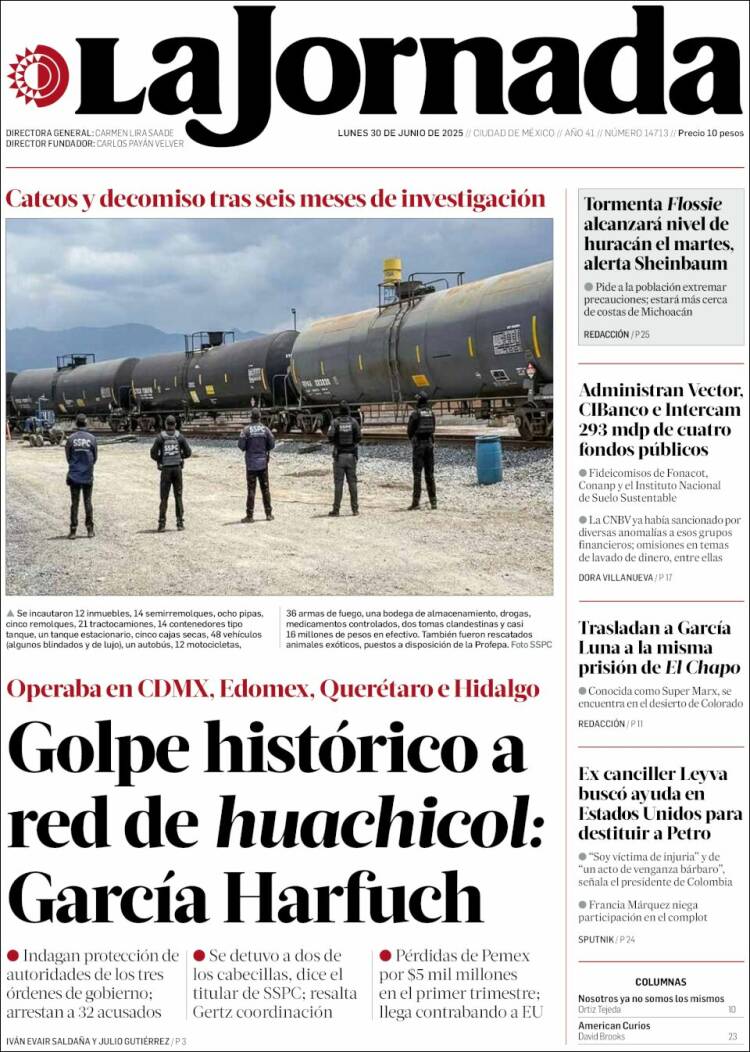 Portada de La Jornada (Mexique)