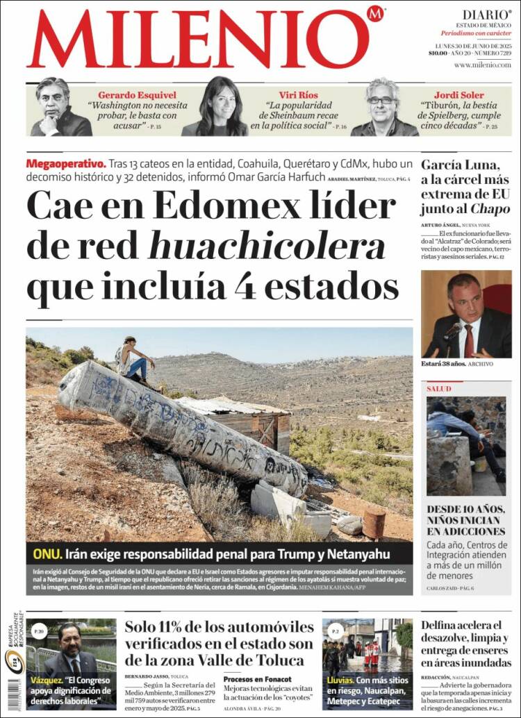 Portada de Milenio - Estado de México (México)