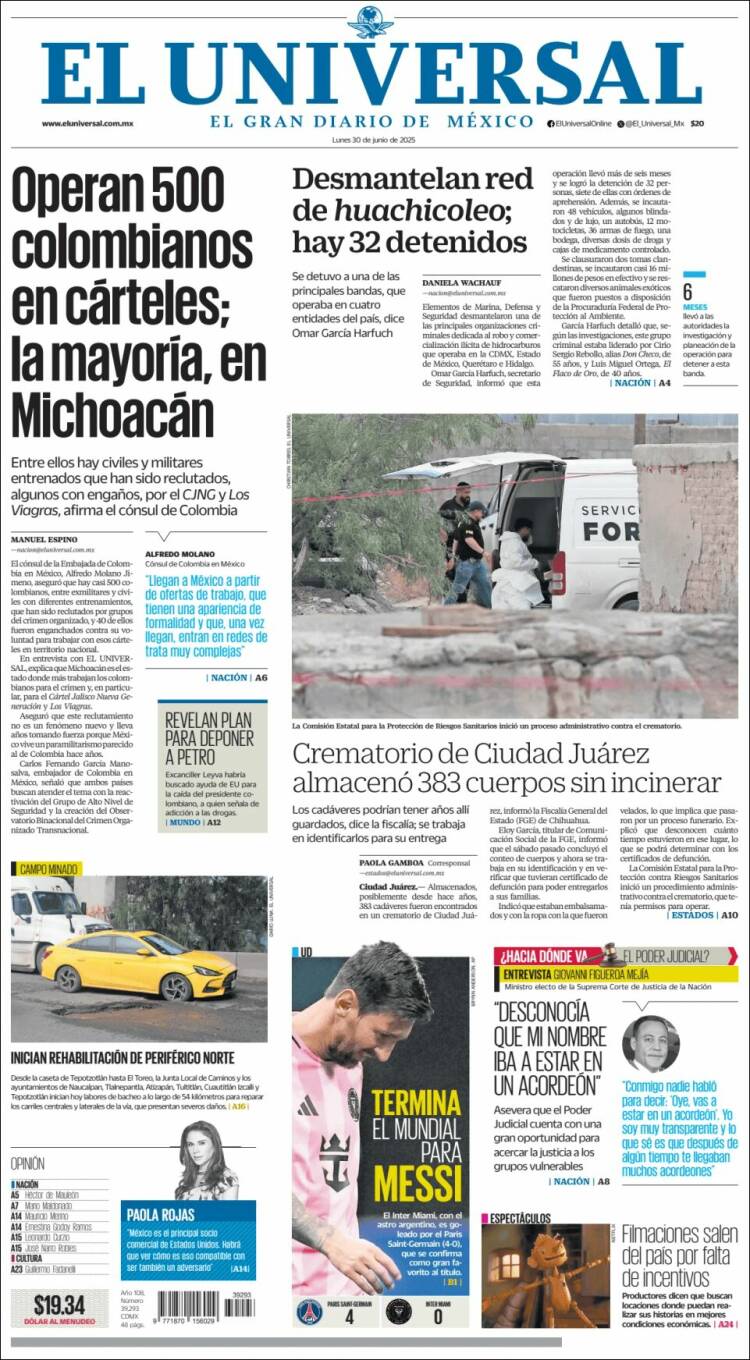 Portada de El Universal (Mexico)