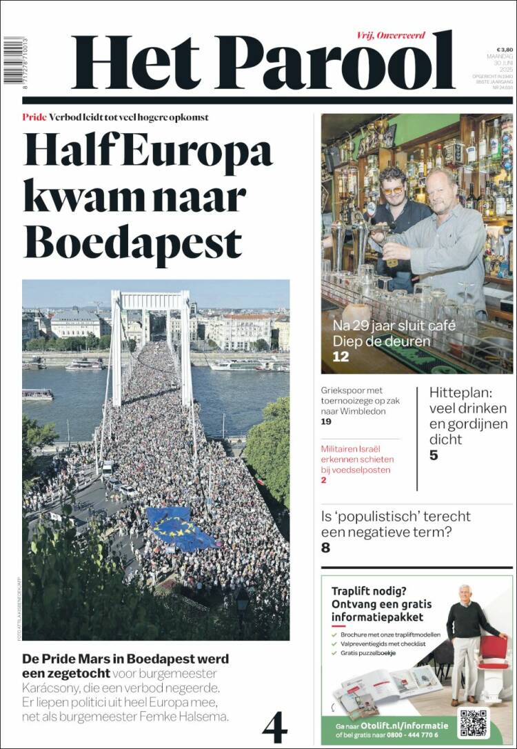 Portada de Het Parool (Países Bajos)