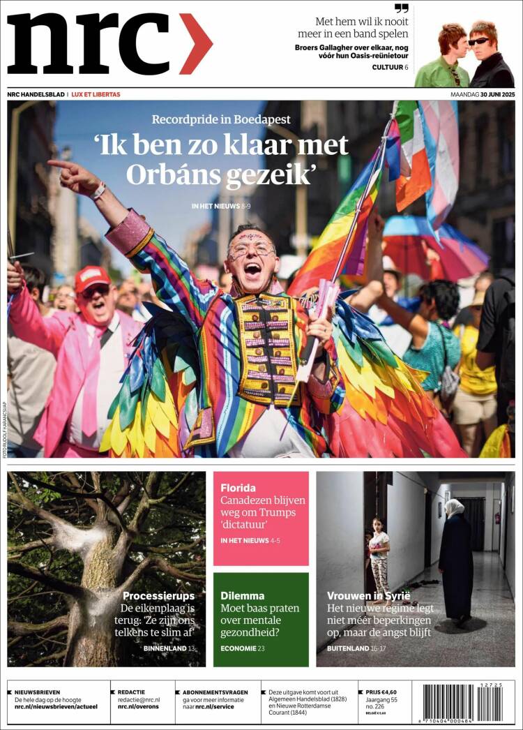 Portada de NRC Handelsblad (Países Bajos)