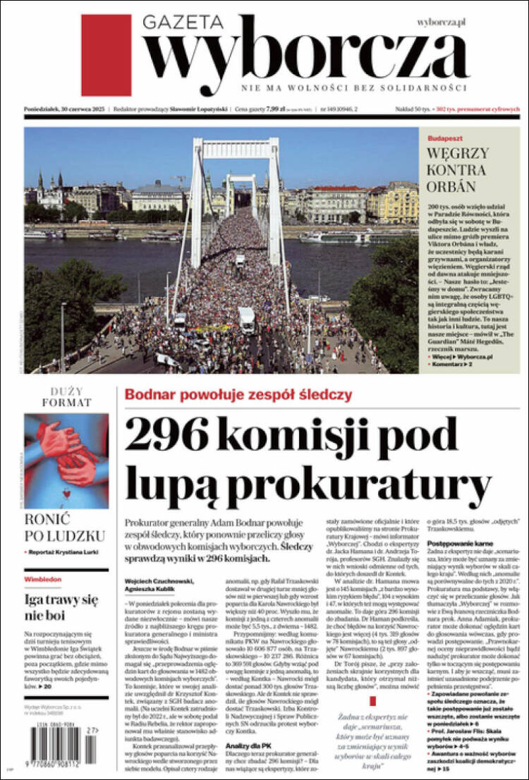 Portada de Gazeta Wyborcza (Polonia)