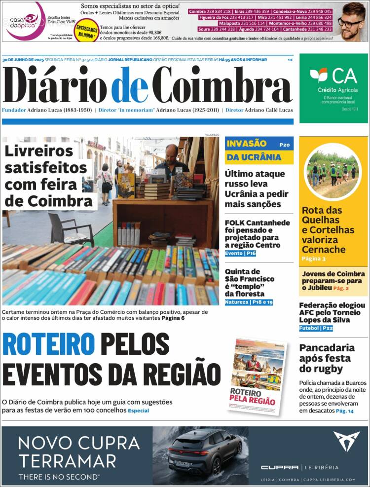 Portada de Diário de Coimbra (Portugal)