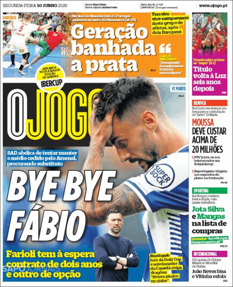 Portada de O Jogo (Portugal)
