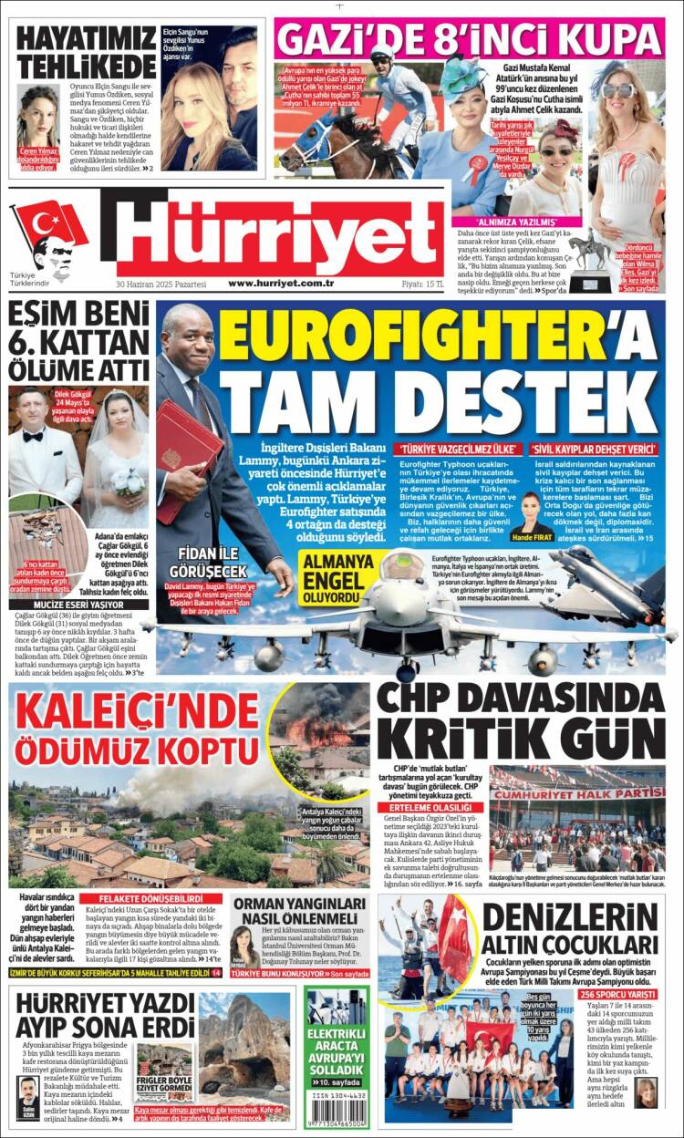 Portada de Hürriyet (Turquía)