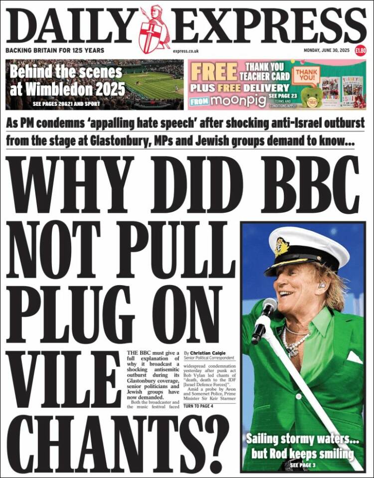 Portada de Daily Express (Reino Unido)