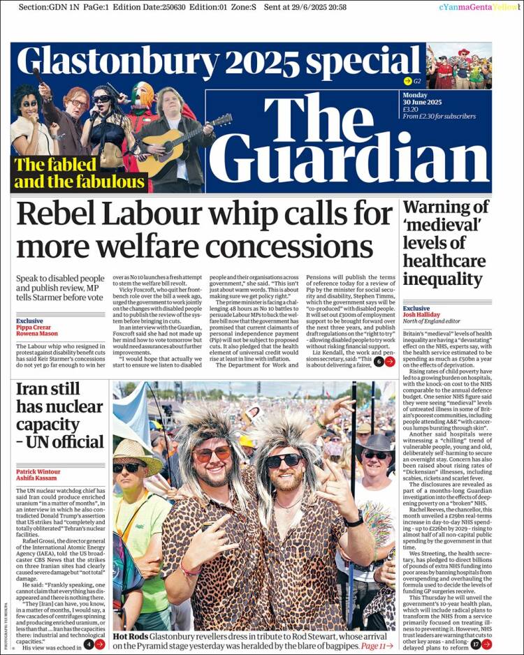 Portada de The Guardian (Reino Unido)