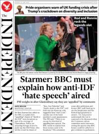 Portada de The Independent (Reino Unido)
