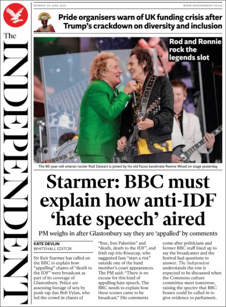 Portada de The Independent (United Kingdom)