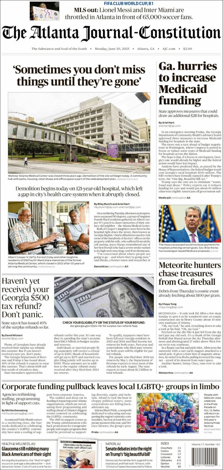Portada de The Atlanta Journal-Constitution (USA)