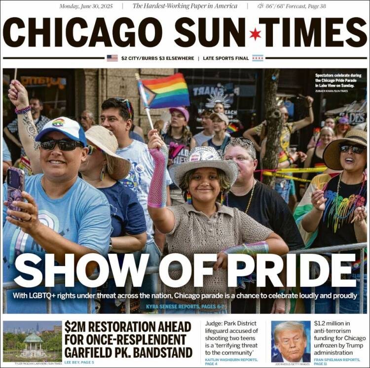 Portada de Chicago Sun-Times (USA)