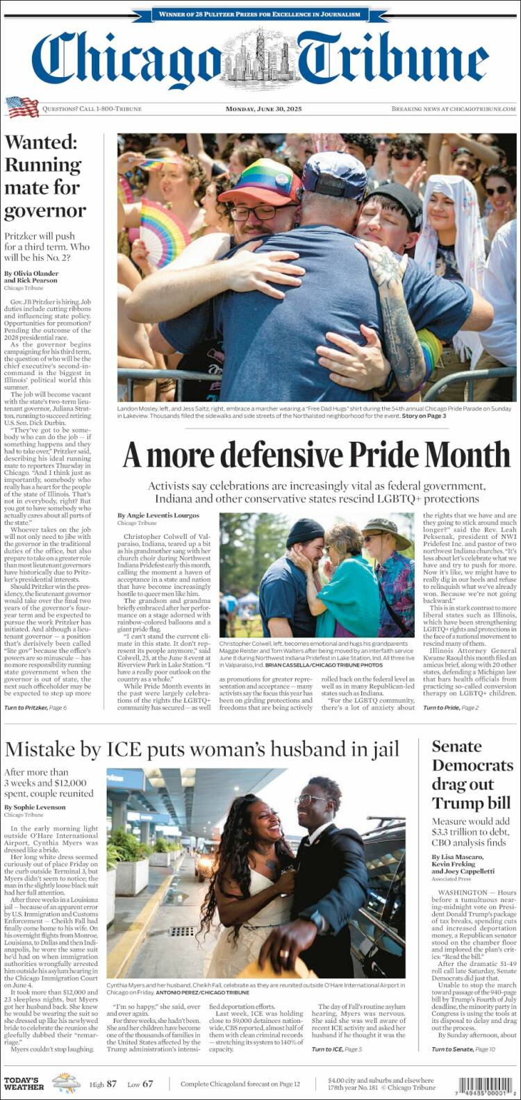 Portada de Chicago Tribune (USA)