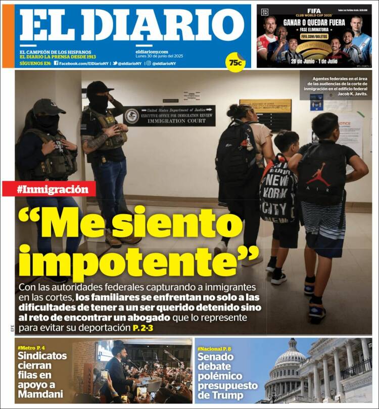 Portada de El Diario NY (USA)