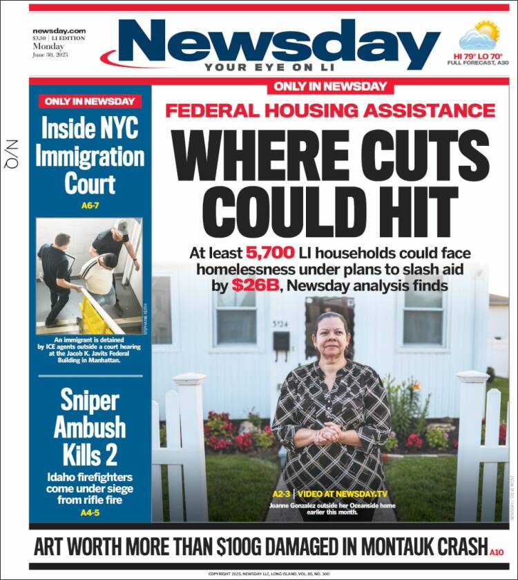 Portada de Newsday (USA)