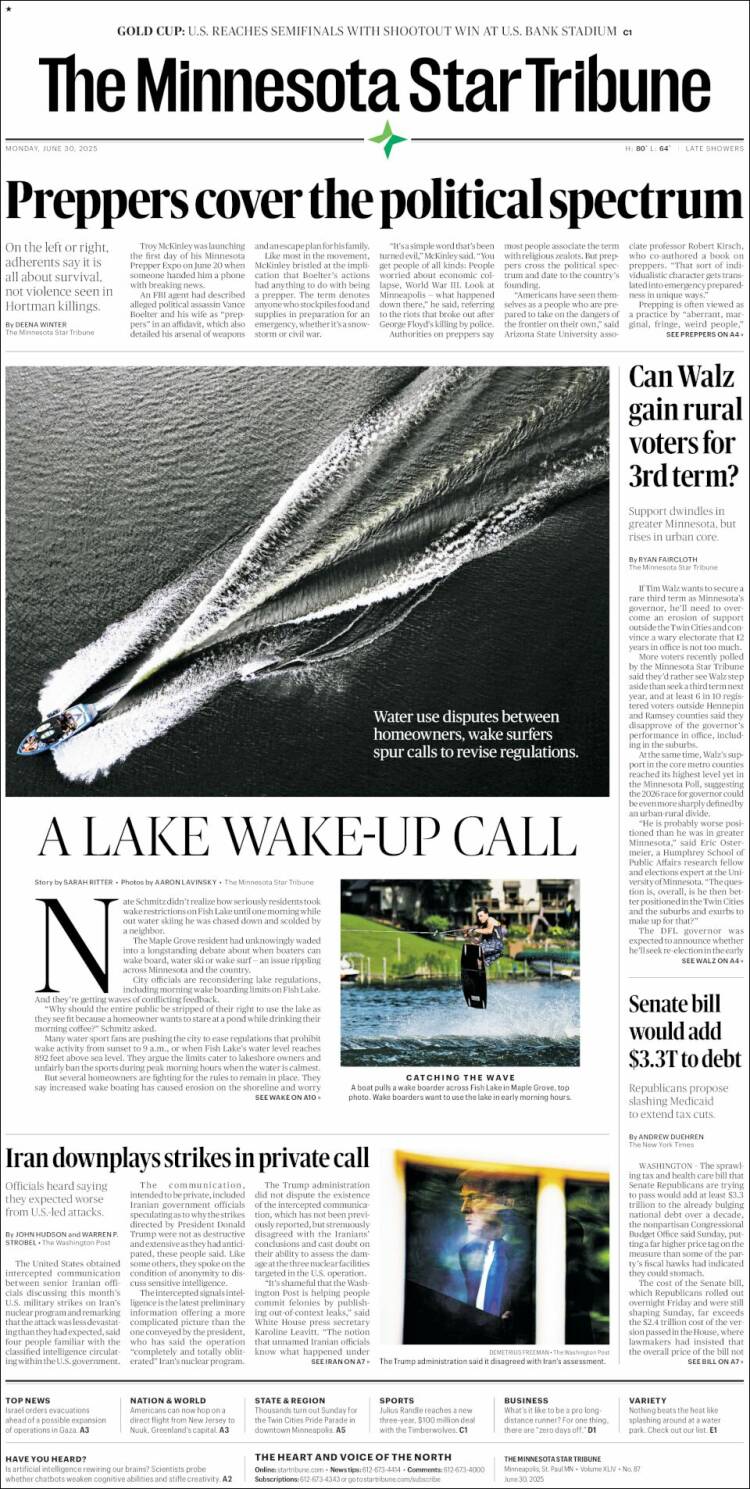 Portada de Star Tribune (USA)