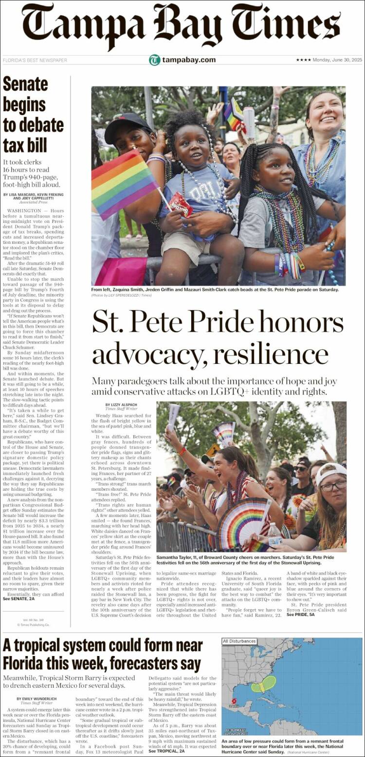 Portada de Tampa Bay Times (USA)