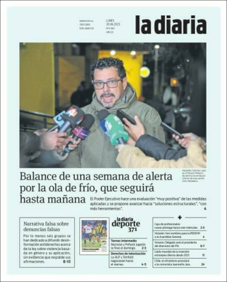 Portada de La Diaria (Uruguay)