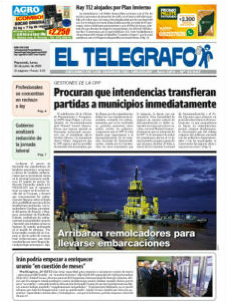 Portada de El Telégrafo (Uruguay)