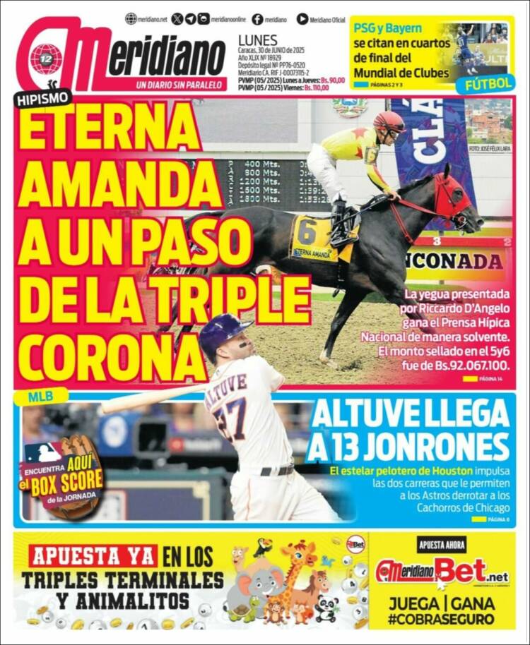Portada de Meridiano (Venezuela)