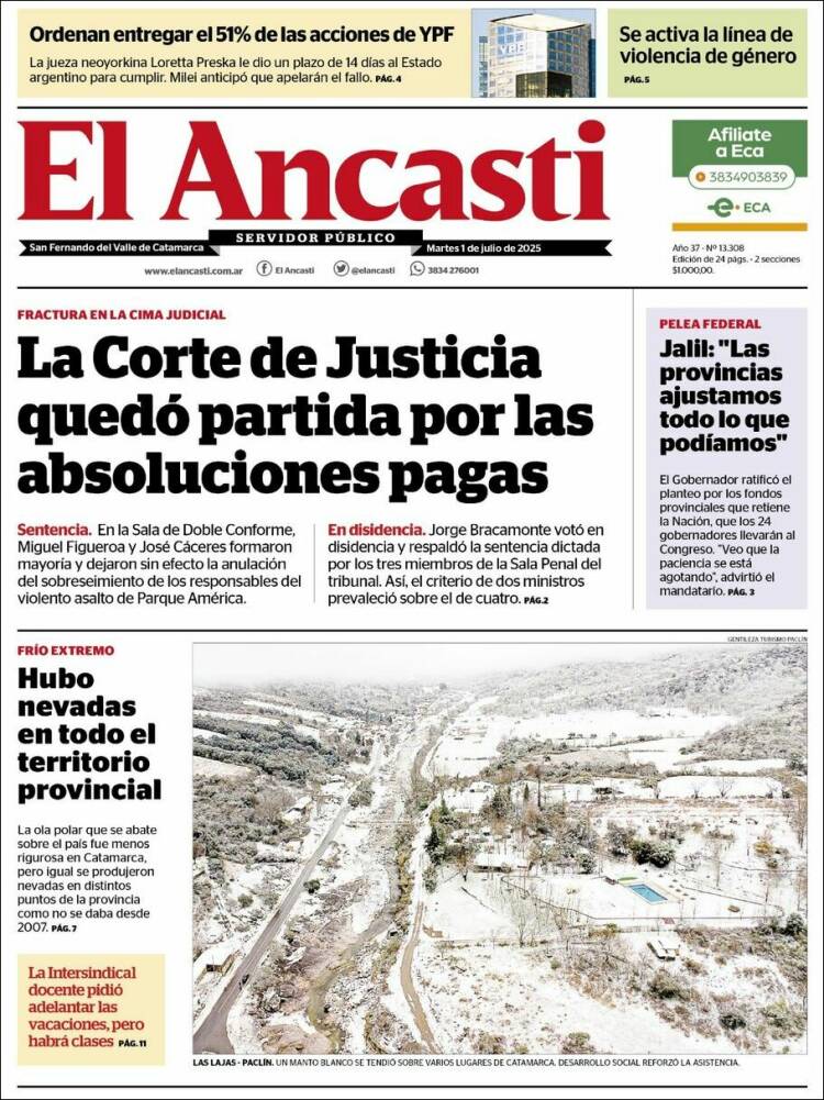 Portada de El Ancasti (Argentina)