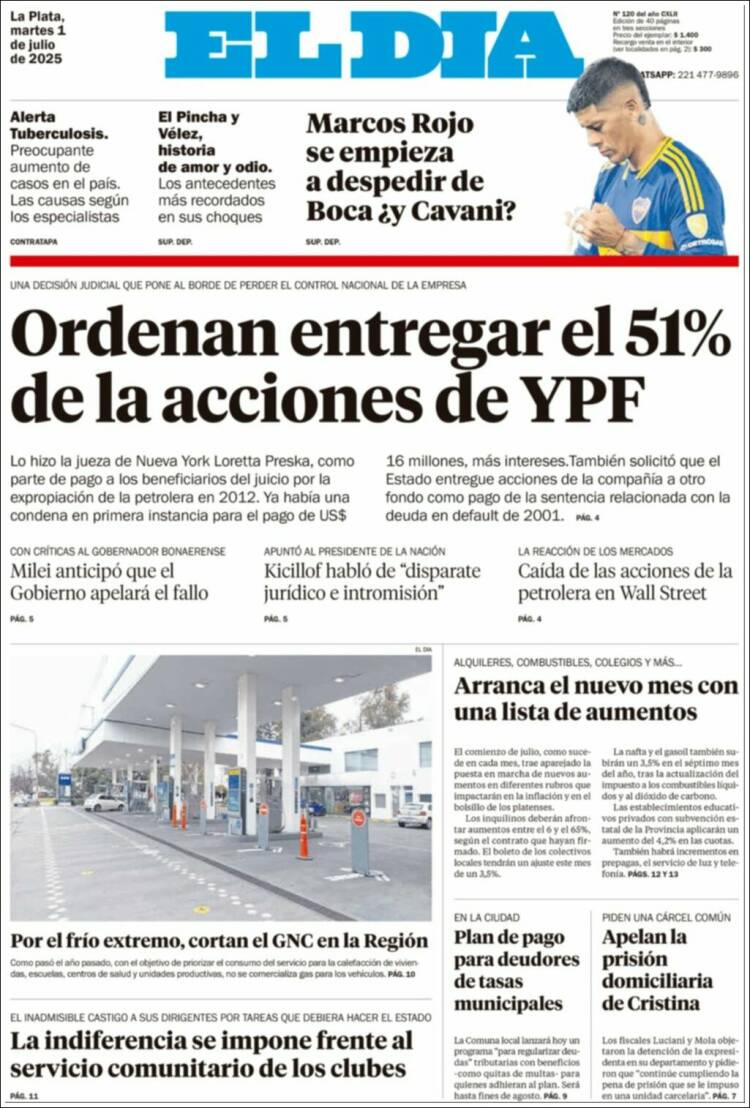 Portada de El Día de la Plata (Argentina)