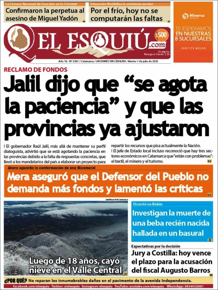 Portada de El Esquiu (Argentina)