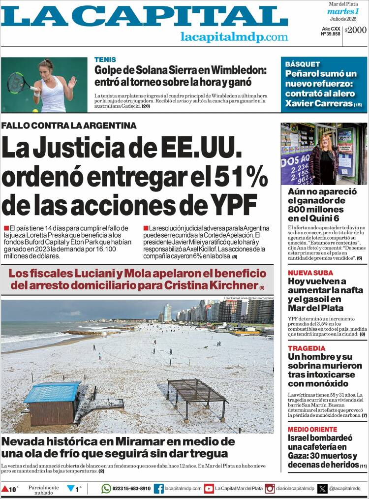 Portada de Diario La Capital - Mar del Plata (Argentina)