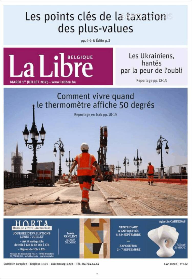 Portada de La Libre.be (Bélgica)