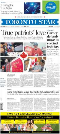 Portada de The Toronto Star (Canadá)